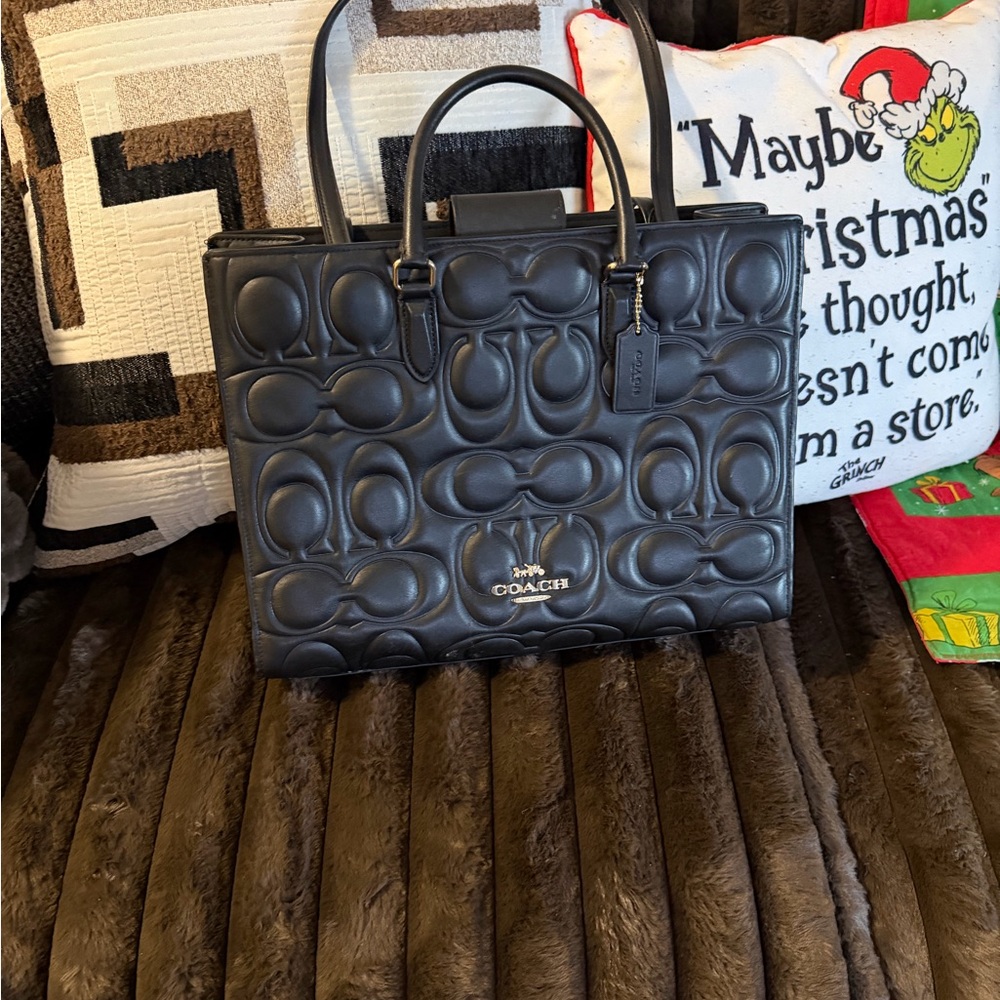 Coach Black Embossed Leather Bag